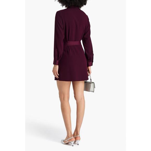 Claudie Pierlot Women's Purple Pleated Cady Mini Wrap Dress Size 40 Us 8 - Picture 5 of 13
